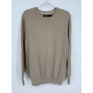 Boca Classics Mens Crewneck Sweater Size Medium Tan Cotton Blend Y2K Long Sleeve